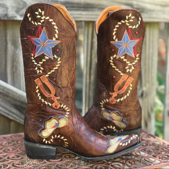 Old Gringo Shoes - SUPER RARE OLD GRINGO SWAROVSKI YE HAW Western Motif Boots Size 7.5